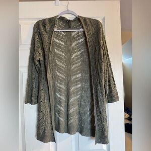 Olive Open-Front Knit Sweater